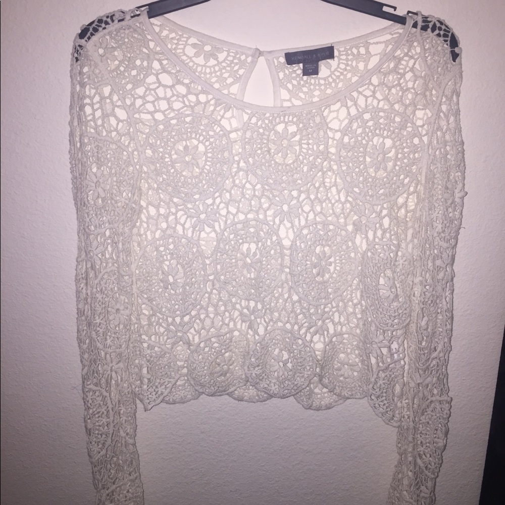 Kendall & Kylie White Crochet Top